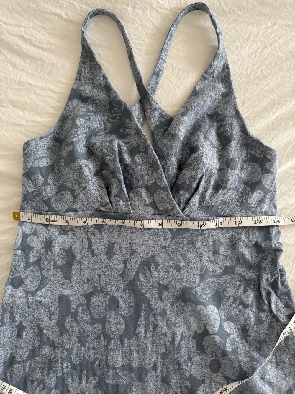 Patagonia Women’s Amber Dawn Dress Blue Floral Crossover V-Neckline - Picture 8 of 9